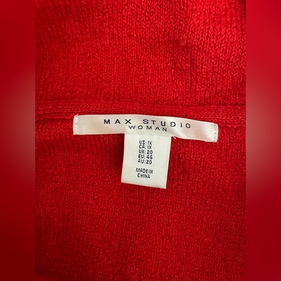 Max Studio Women Wool Red Cardigan Size 1XL - Picture 9 of 14